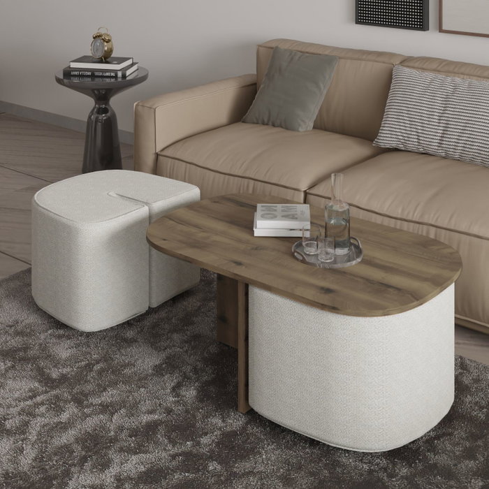 Hanah Home Twin Juego de mesas de café, Nogal antiguo